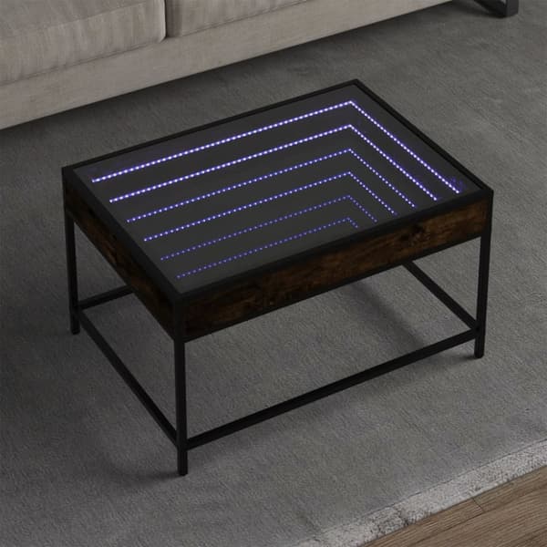 vidaXL sofabord med Infinity LED-lys 70x50x41 cm røget egetræsfarve