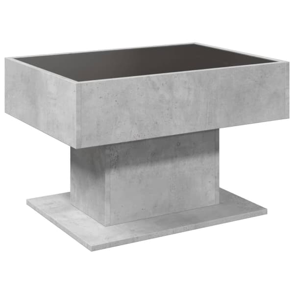 vidaXL sofabord med LED-lys 70x50x45 cm konstrueret træ betongrå