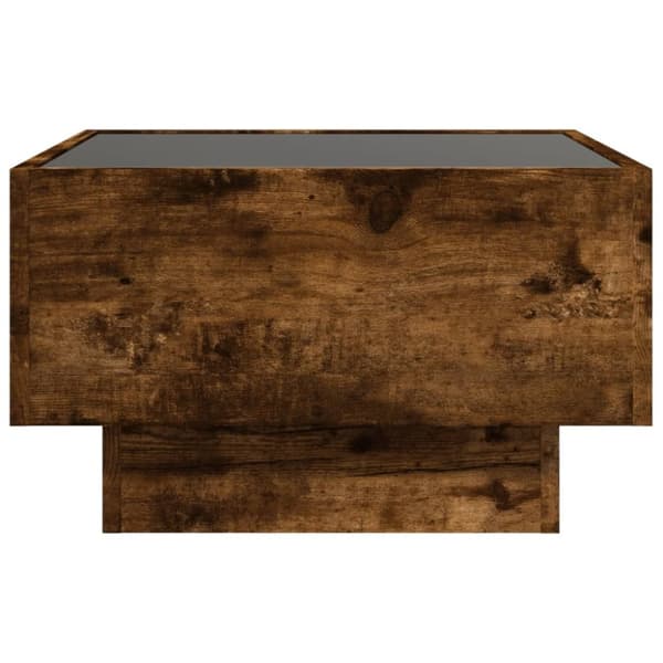 vidaXL sofabord med LED-lys 50x50x30 cm konstrueret træ røget eg
