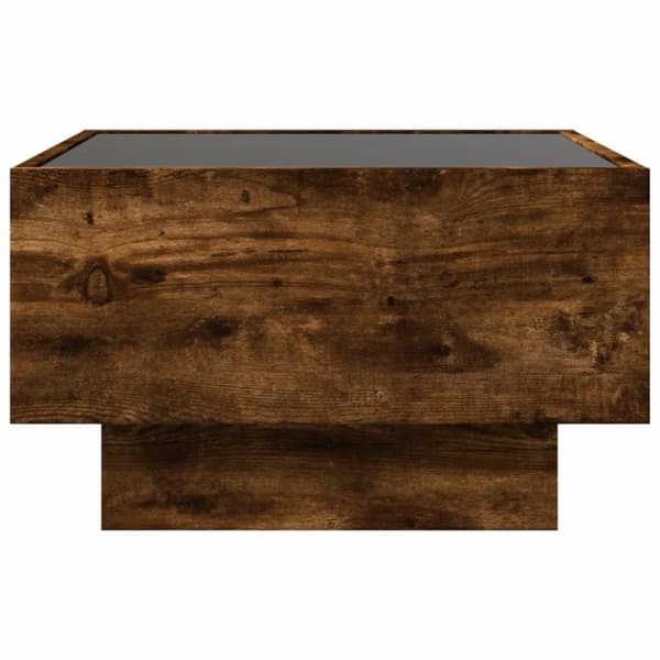 vidaXL sofabord med LED-lys 50x50x30 cm konstrueret træ røget eg