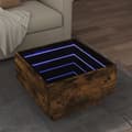 Miniatyrbillede 2 af 11: vidaXL sofabord med LED-lys 50x50x30 cm konstrueret træ røget eg