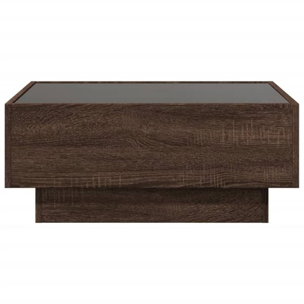 vidaXL sofabord med LED-lys 70x50x30 cm konstrueret træ brunt eg