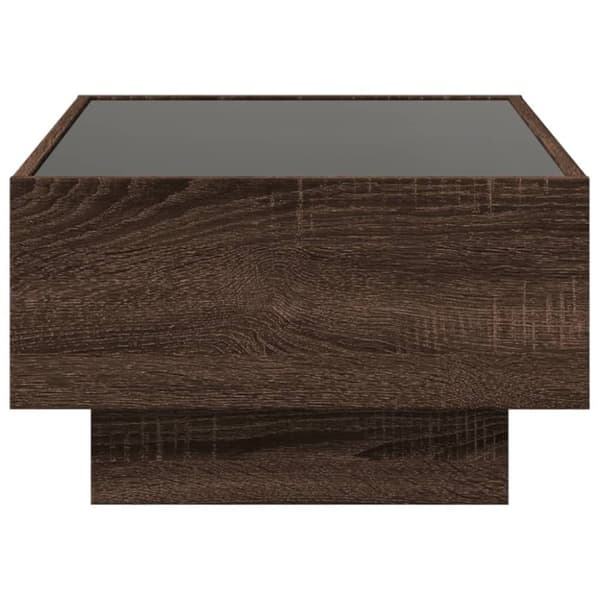 vidaXL sofabord med LED-lys 70x50x30 cm konstrueret træ brunt eg