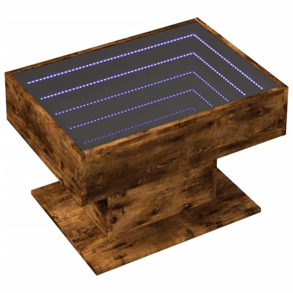 vidaXL Salongbord med LED røkt eik 70x50x45 cm konstruert tre