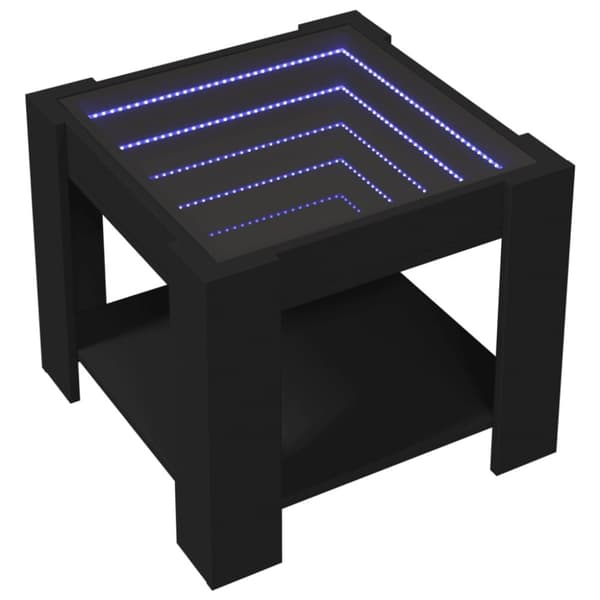 vidaXL Salongbord med LED svart 53x53x45 cm konstruert tre