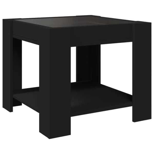 vidaXL Salongbord med LED svart 53x53x45 cm konstruert tre
