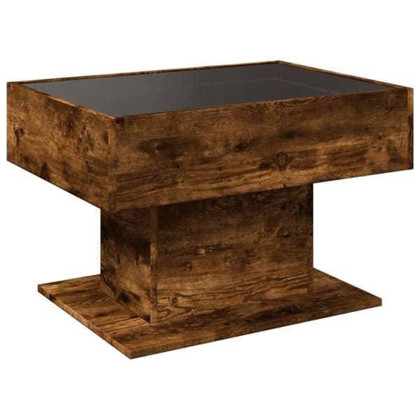 vidaXL sofabord med LED-lys 70x50x45 cm konstrueret træ røget eg