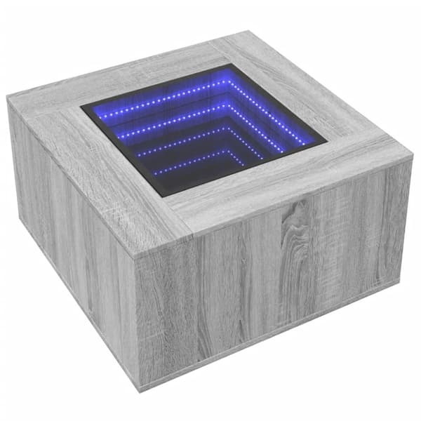 vidaXL sofabord med LED-lys 60x60x40 cm konstrueret træ grå sonoma-eg