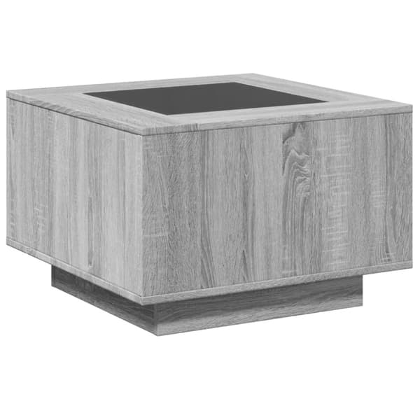 vidaXL sofabord med LED-lys 60x60x40 cm konstrueret træ grå sonoma-eg