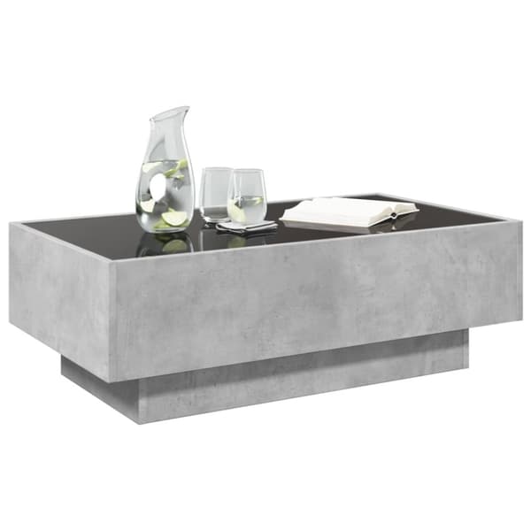 vidaXL sofabord med LED-lys 90x50x30 cm konstrueret træ betongrå