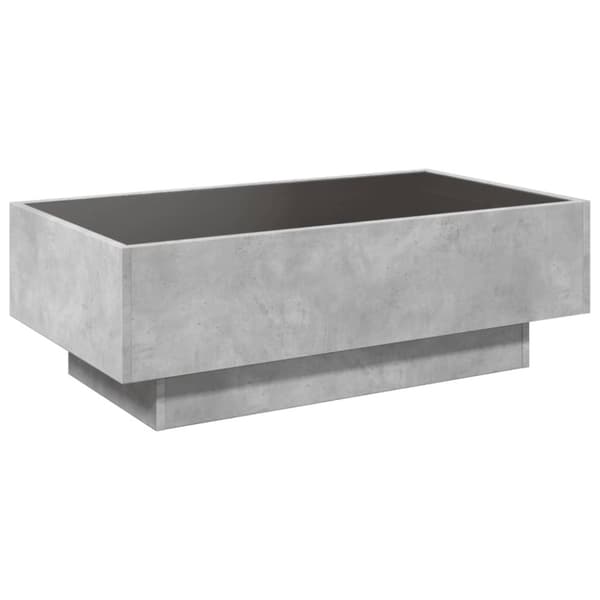 vidaXL sofabord med LED-lys 90x50x30 cm konstrueret træ betongrå