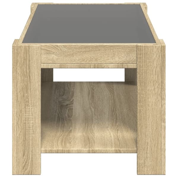 vidaXL Sohvapöytä LED-valoilla Sonoma-tammi 93x53x45 cm tekninen puu