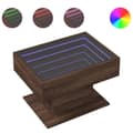 Miniatyrbillede 1 af 11: vidaXL sofabord med LED-lys 70x50x45 cm konstrueret træ brunt eg
