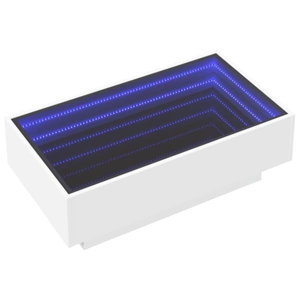 vidaXL sofabord med LED-lys 90x50x30 cm konstrueret træ hvid