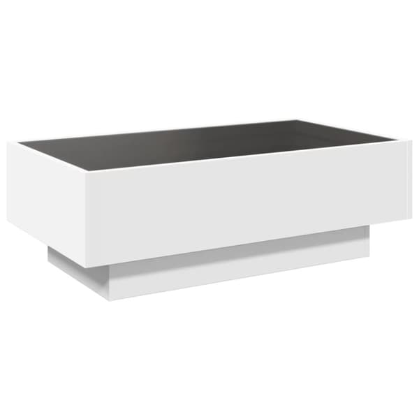 vidaXL sofabord med LED-lys 90x50x30 cm konstrueret træ hvid