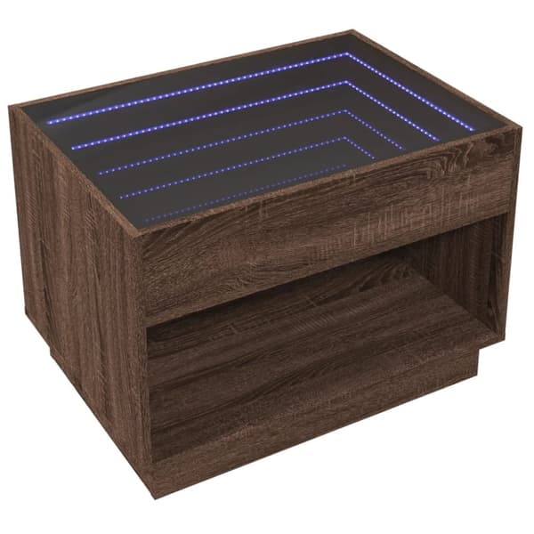 vidaXL sofabord med Infinity LED-lys 70x50x50 cm brun egetræsfarve