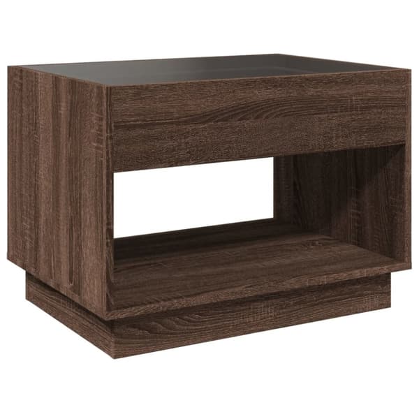 vidaXL sofabord med Infinity LED-lys 70x50x50 cm brun egetræsfarve