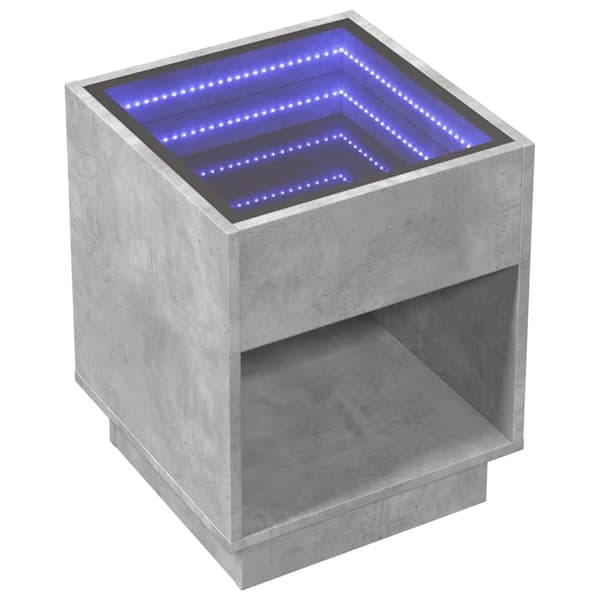 vidaXL sohvapöytä Infinity LED-valoilla betonin harmaa 40x40x50 cm