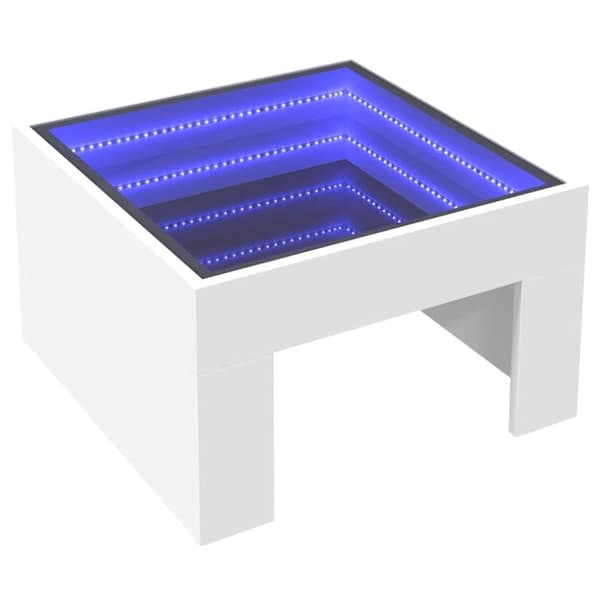 vidaXL sofabord med Infinity LED-lys 50x50x30 cm hvid