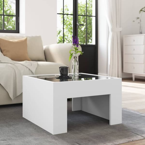 vidaXL sofabord med Infinity LED-lys 50x50x30 cm hvid