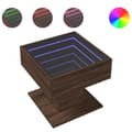 Pikkukuva 3 / 11: vidaXL Sohvapöytä LED-valoilla ruskea tammi 50x50x45 cm tekninen puu