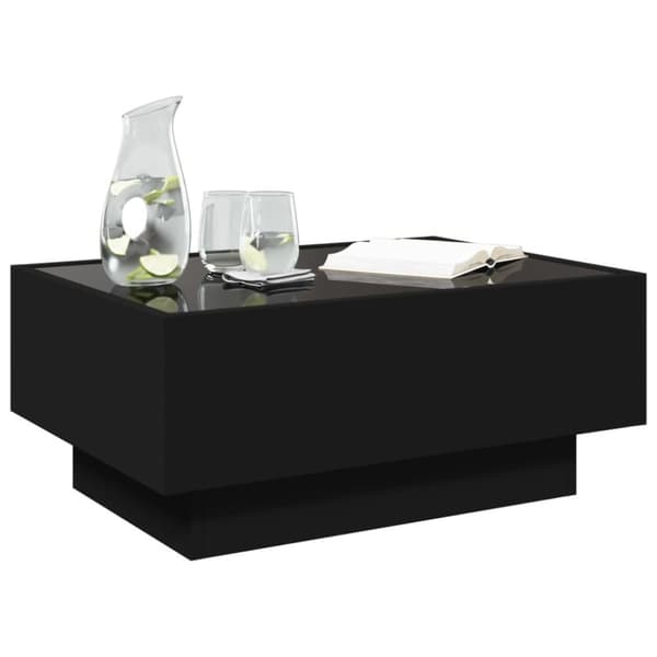 vidaXL sofabord med LED-lys 70x50x30 cm konstrueret træ sort