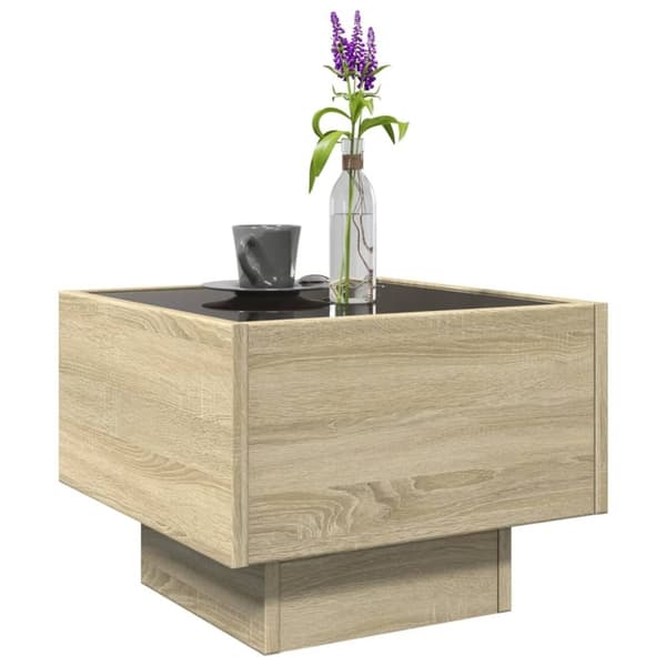 vidaXL sidebord med LED-lys 40x40x30 cm konstrueret træ sonoma-eg
