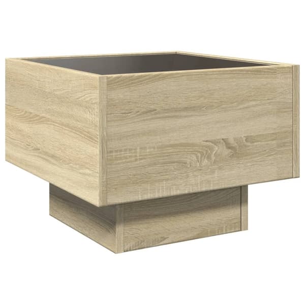 vidaXL sidebord med LED-lys 40x40x30 cm konstrueret træ sonoma-eg