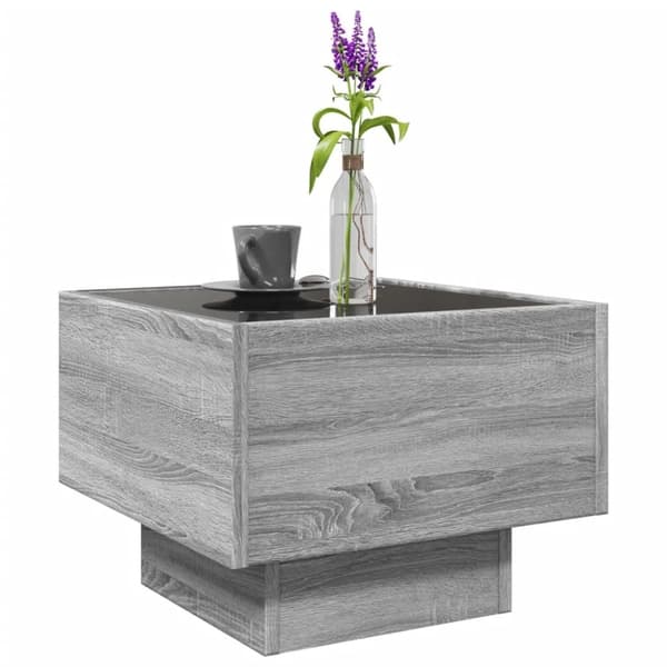 vidaXL sidebord med LED-lys 40x40x30 cm konstrueret træ grå sonoma-eg
