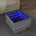 Miniatyrbillede 2 af 11: vidaXL sidebord med LED-lys 40x40x30 cm konstrueret træ grå sonoma-eg
