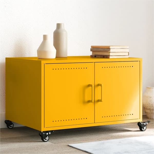 vidaXL sofabord 68x50x43,5 cm stål sennepsgul