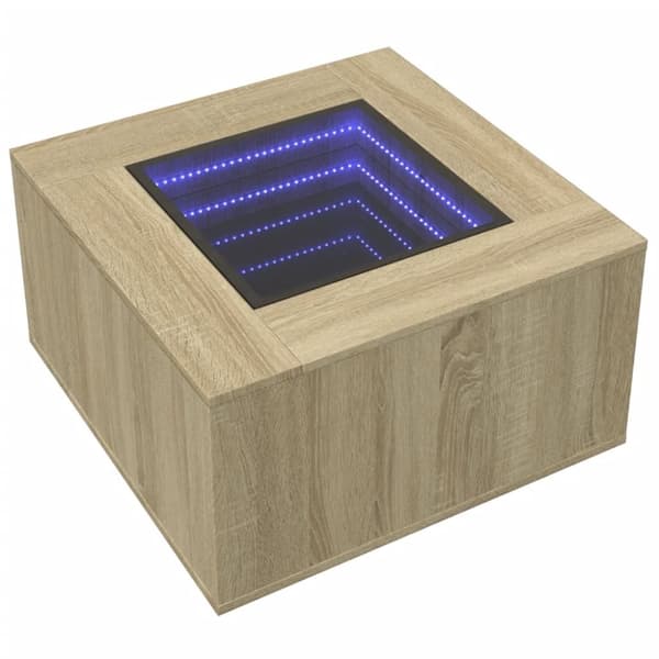 vidaXL Soffbord med LEDs sonoma-ek 60x60x40 cm konstruerat trä