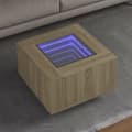 Miniatyrbild 2 av 11: vidaXL Soffbord med LEDs sonoma-ek 60x60x40 cm konstruerat trä