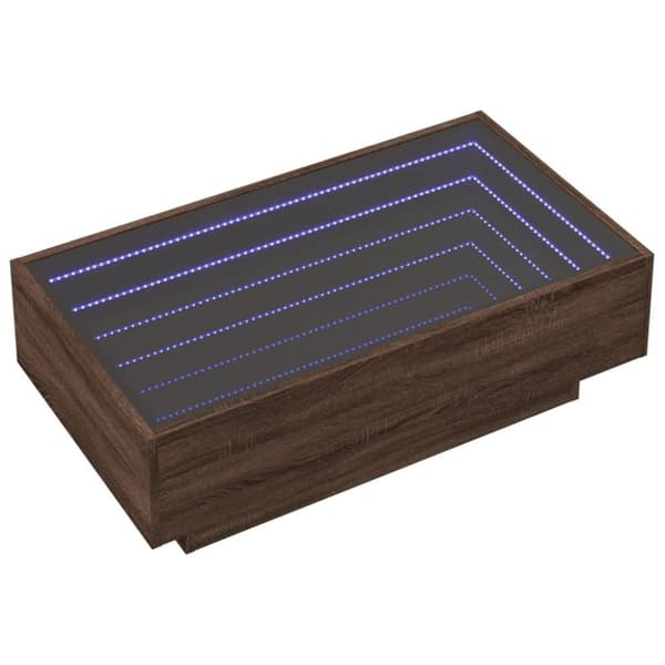vidaXL Soffbord med LEDs brun ek 90x50x30 cm konstruerat trä