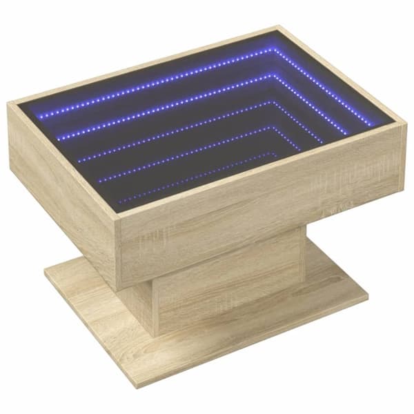 vidaXL Soffbord med LEDs sonoma-ek 70x50x45 cm konstruerat trä