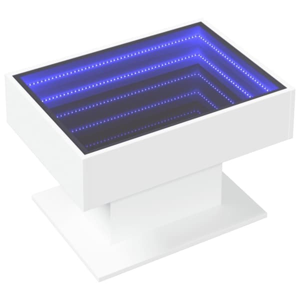 vidaXL sofabord med LED-lys 70x50x45 cm konstrueret træ hvid