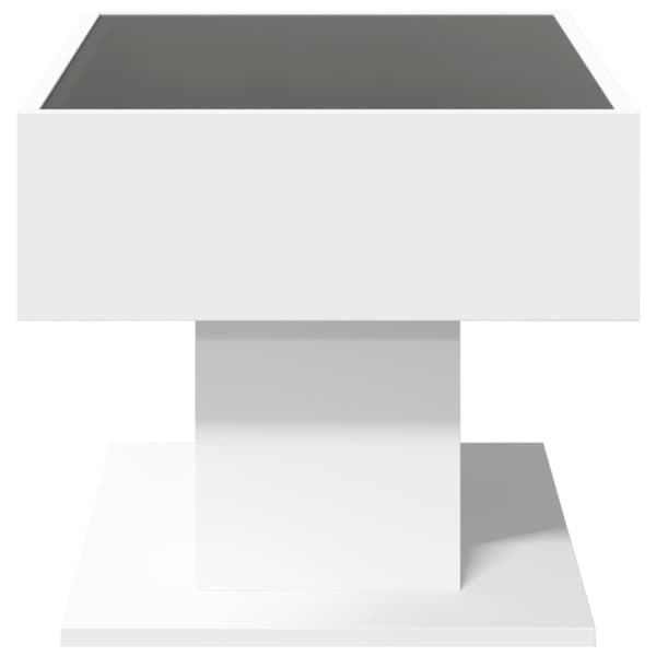 vidaXL sofabord med LED-lys 70x50x45 cm konstrueret træ hvid