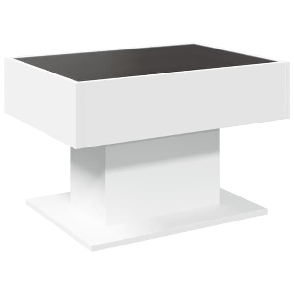 vidaXL sofabord med LED-lys 70x50x45 cm konstrueret træ hvid