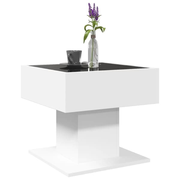 vidaXL Salongbord med LED hvit 50x50x45 cm sponplate