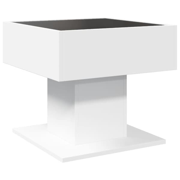 vidaXL Salongbord med LED hvit 50x50x45 cm sponplate