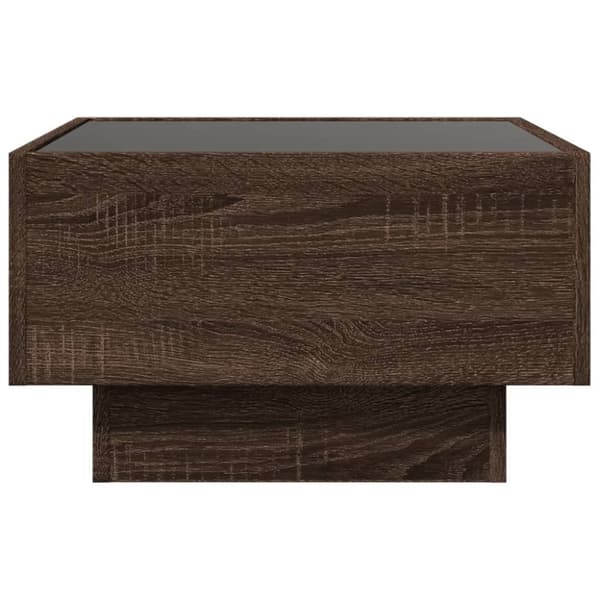 vidaXL Sohvapöytä LED-valoilla ruskea tammi 50x50x30 cm tekninen puu