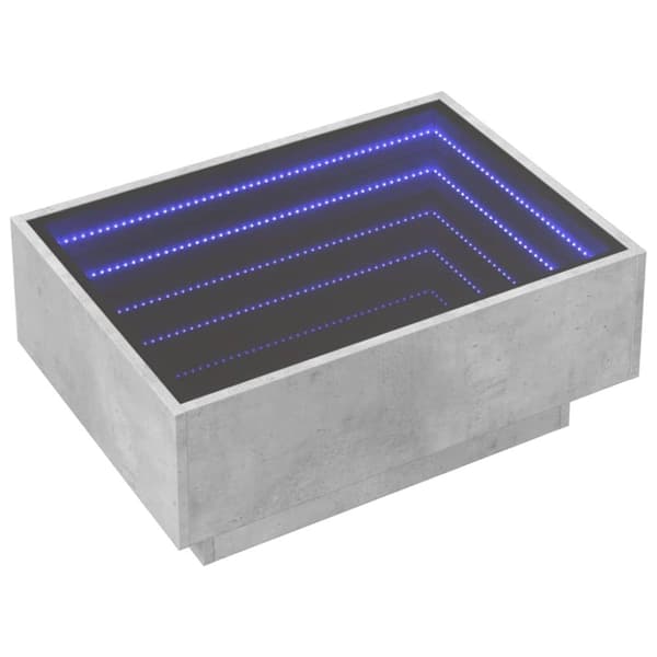 vidaXL sofabord med LED-lys 70x50x30 cm konstrueret træ betongrå
