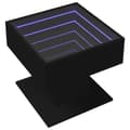 Miniatyrbillede 4 af 11: vidaXL sofabord med LED-lys 50x50x45 cm konstrueret træ sort