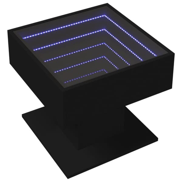 vidaXL sofabord med LED-lys 50x50x45 cm konstrueret træ sort