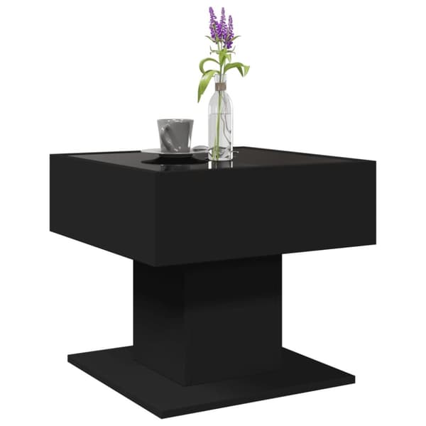 vidaXL sofabord med LED-lys 50x50x45 cm konstrueret træ sort