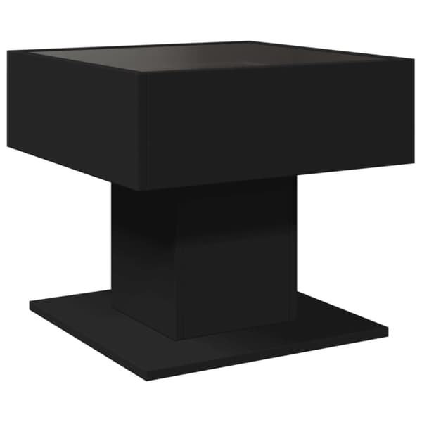 vidaXL sofabord med LED-lys 50x50x45 cm konstrueret træ sort