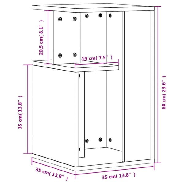 sidebord 35x35x60 cm konstrueret træ sonoma-eg