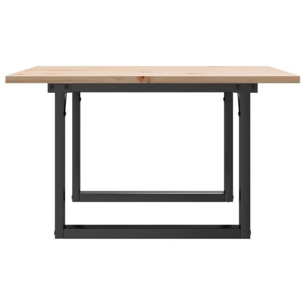 sofabord 60x60x40 cm O-stel massivt fyrretræ og støbejern