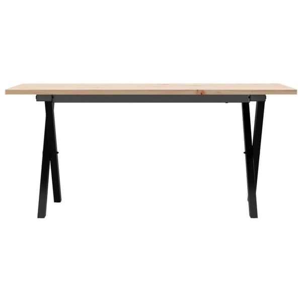 sofabord 100x50x45 cm X-stel massivt fyrretræ og støbejern