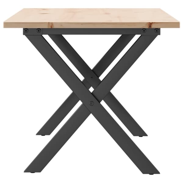 sofabord 100x50x45 cm X-stel massivt fyrretræ og støbejern